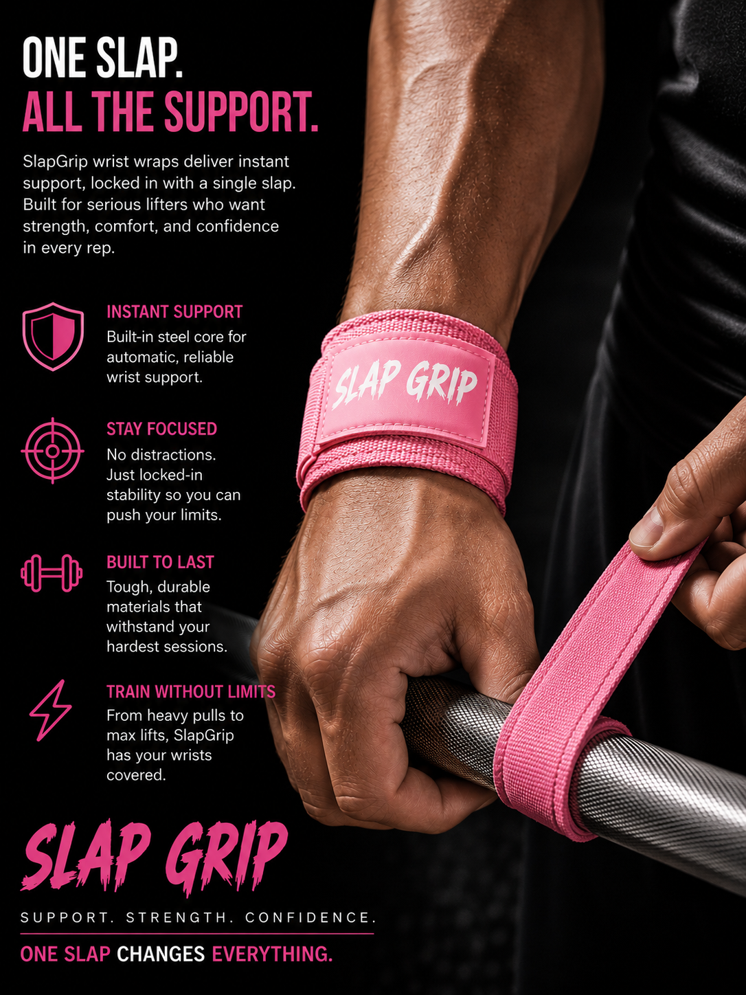 Pink V1 Slapgrip WristWraps